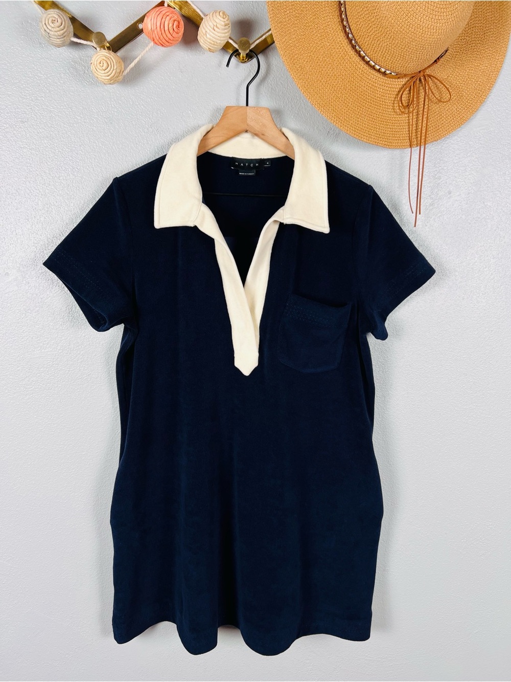 HATCH Maternity The Mitzi Terry Mini Dress in Navy Size Large - Picture 2 of 9